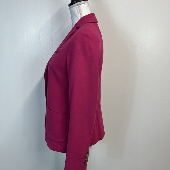 Talbots Blazer Jacket Women's Size 2 Hot Pink Woven Knit Stretch Pockets Career - Picture 5 of 7